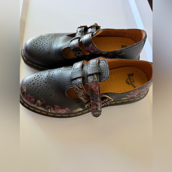 Dr. Martens 8065 Decayed Roses Nappa Mary Jane Women’s Shoes Black Size 8 - Picture 3 of 10